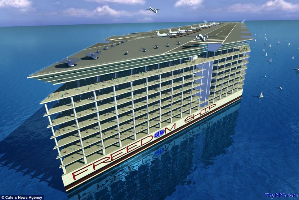 美国设计出海上漂浮城市 可供5万人居住 美国设计出海上漂浮城市 可供5万人居住