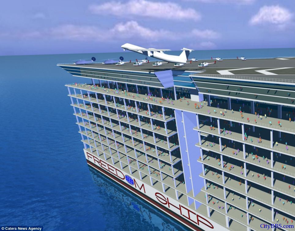 美国设计出海上漂浮城市 全球航行 可供5万人居住